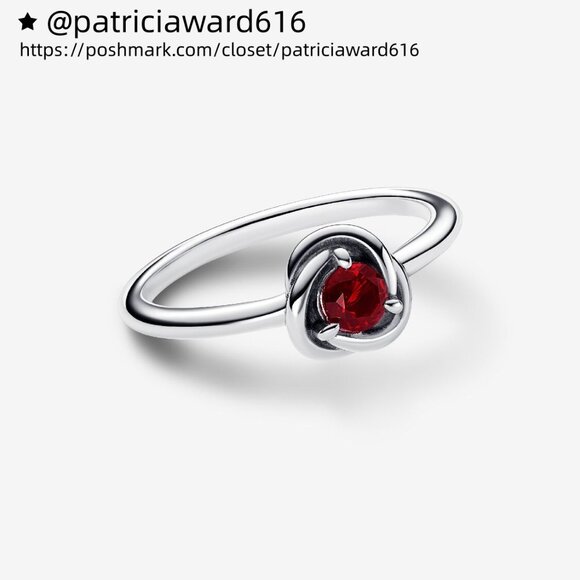 Pandora January Red Eternity Circle Ring - Picture 1 of 4
